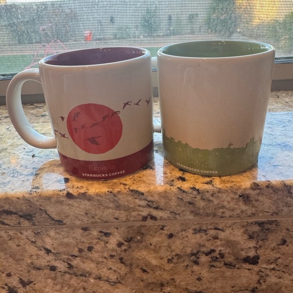 Starbucks Madrid and Spain Espresso Mug Set 3oz - Green and Red - Picture 3 of 4